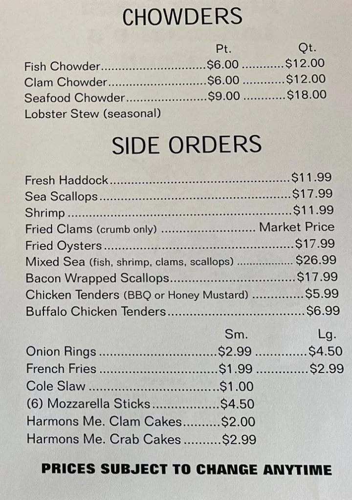 Side Order menu