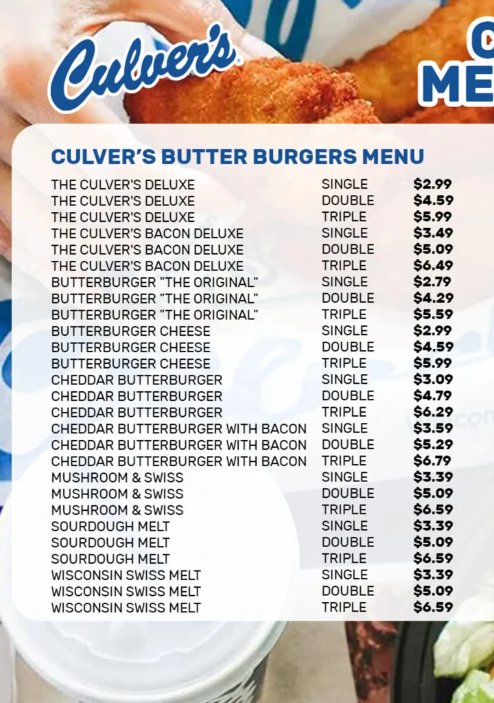 Butters Burgers Menu