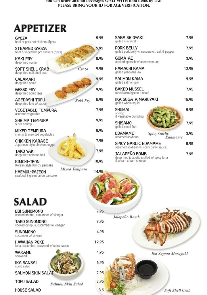 Appetizer menu