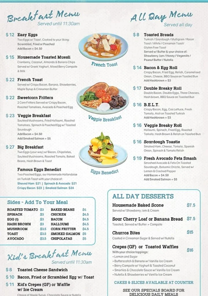 Breakfat menu
