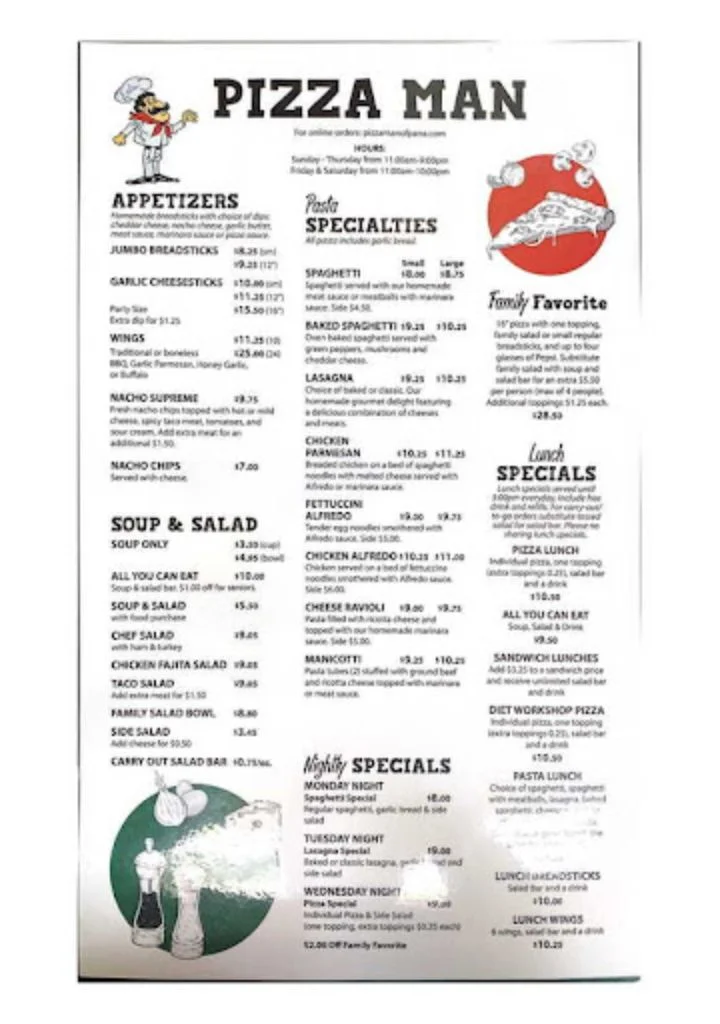 Appetizer menu