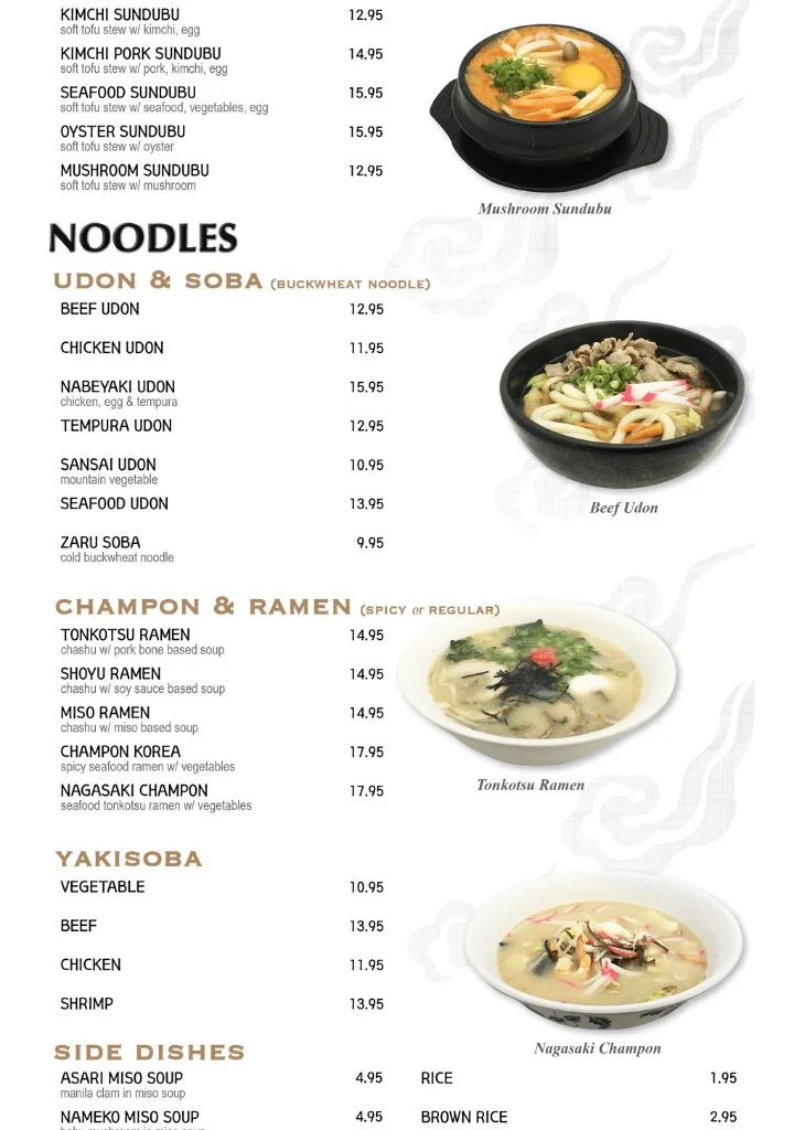 Noodle menu