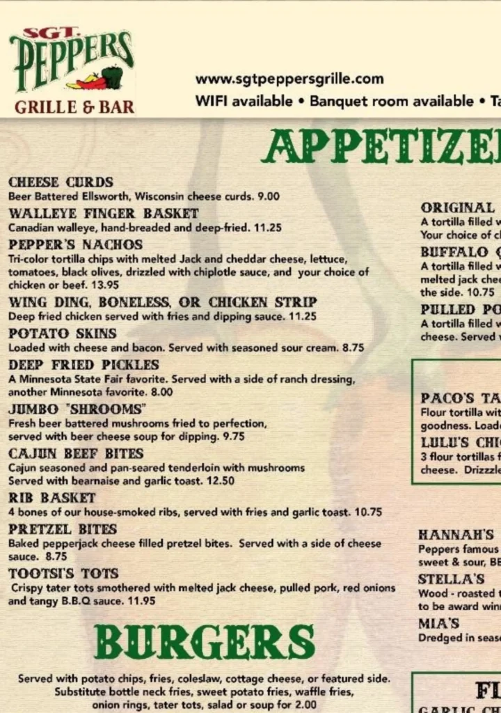 Appetizer Menu