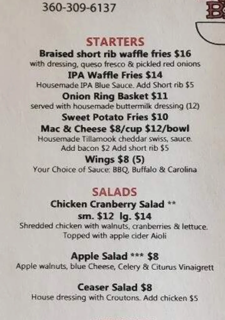 Salad Menu