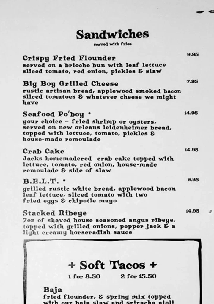 Sandwich Menu