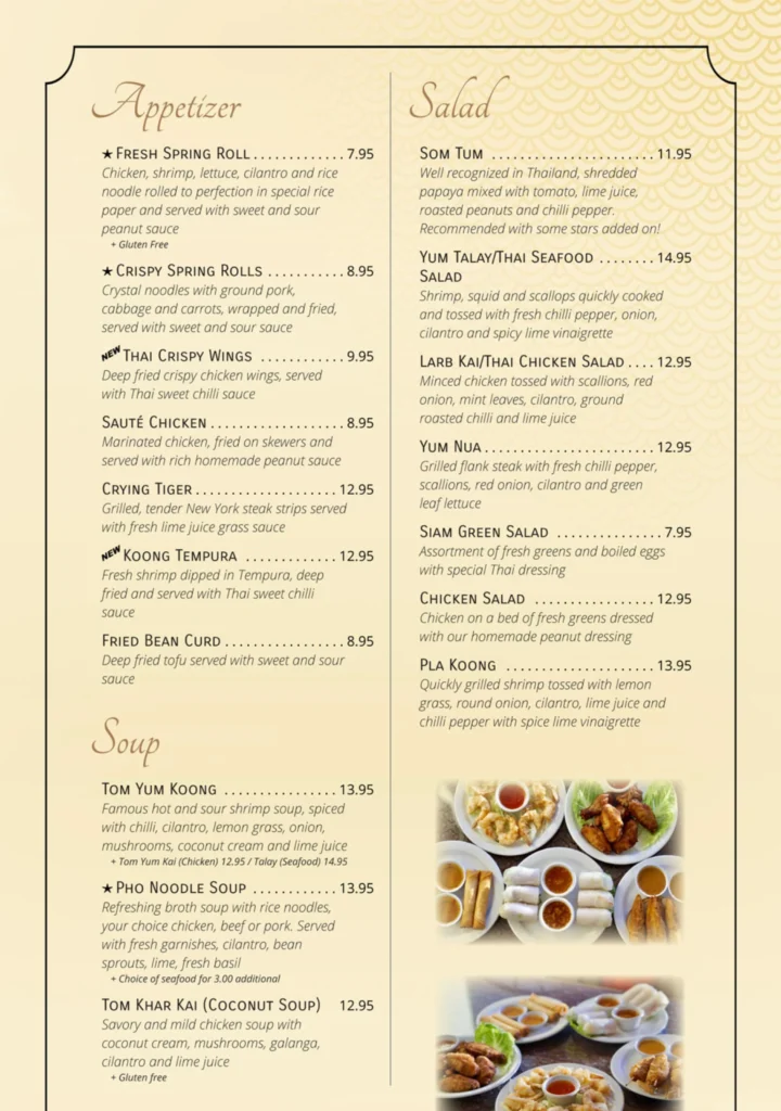 thai food menu